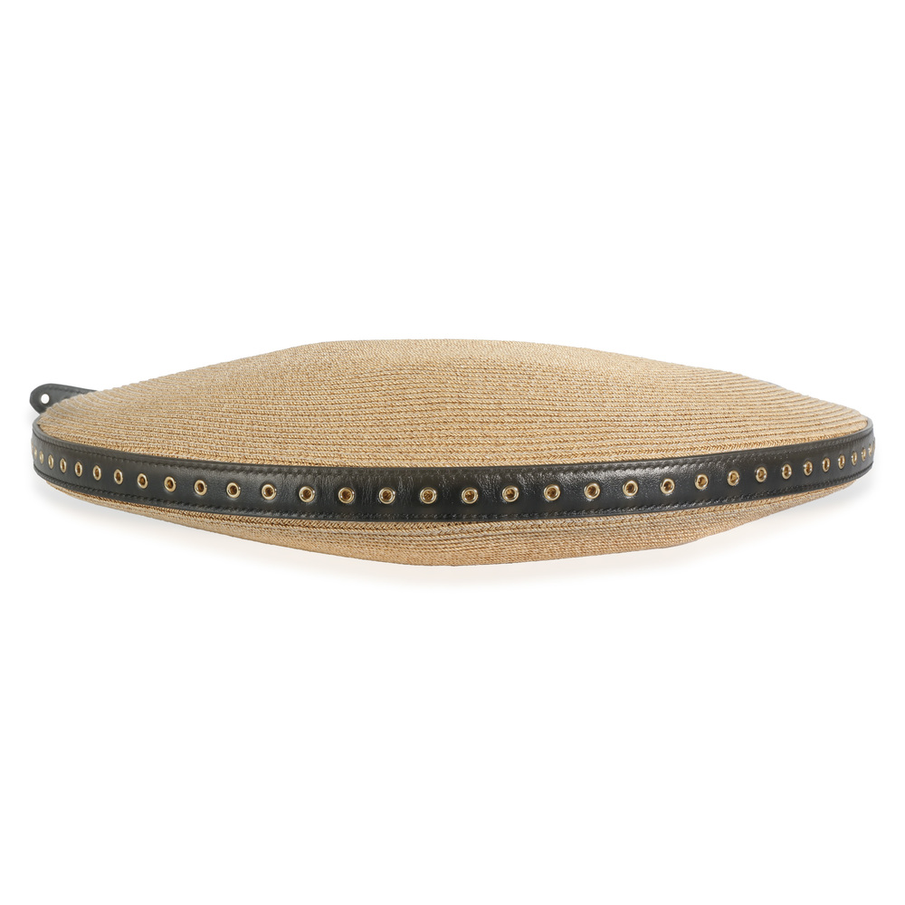 Alaia Black Beige Paper Straw One Piece Demi Lune Bag - Picture 7 of 12